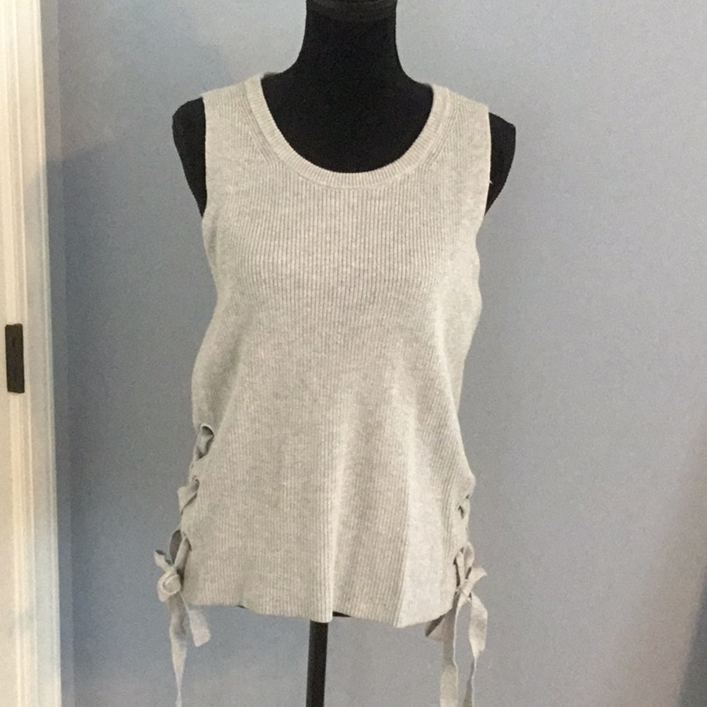 Sweater knit tank with open lacing side detail